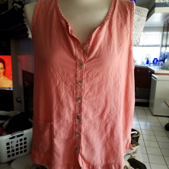 VTG 90's Cotton Studio peach blouse sz M Bx 2 - Picture 2 of 6